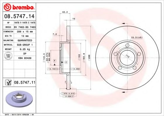 BRECO BS7463 Тормозные диски BRECO для AUDI