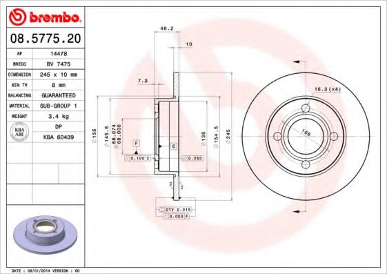 BRECO BS7475 Тормозные диски BRECO для AUDI
