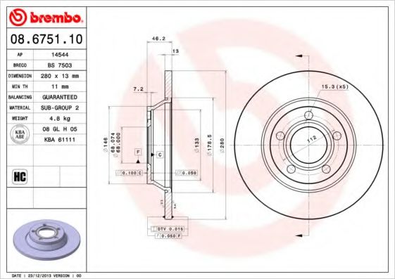 BRECO BS7503 Тормозные диски BRECO для AUDI