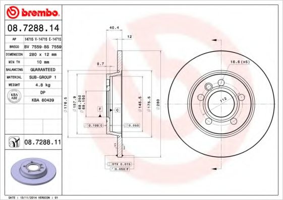 BRECO BS7559 Тормозные диски BRECO для VOLKSWAGEN