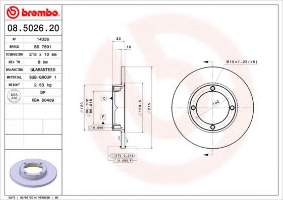 BRECO BS7591 Тормозные диски BRECO для DAEWOO