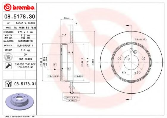BRECO BS7636 Тормозные диски BRECO для CHRYSLER