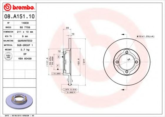 BRECO BS7708 Тормозные диски BRECO для DAIHATSU