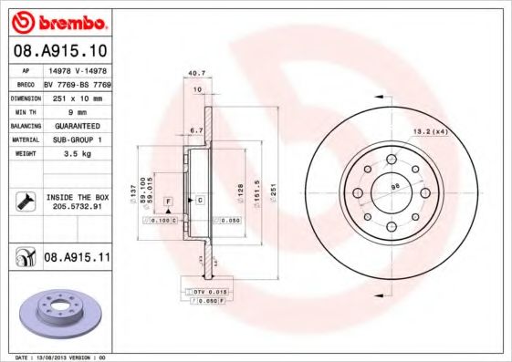 BRECO BS7769 Тормозные диски BRECO для ALFA ROMEO