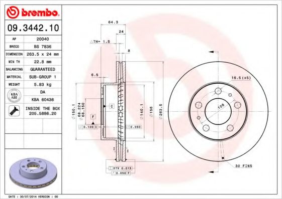 BRECO BS7836 Тормозные диски для VOLVO 240