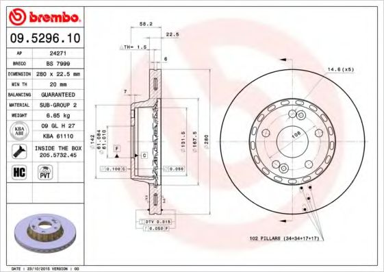 BRECO BS7999 Тормозные диски для RENAULT 25