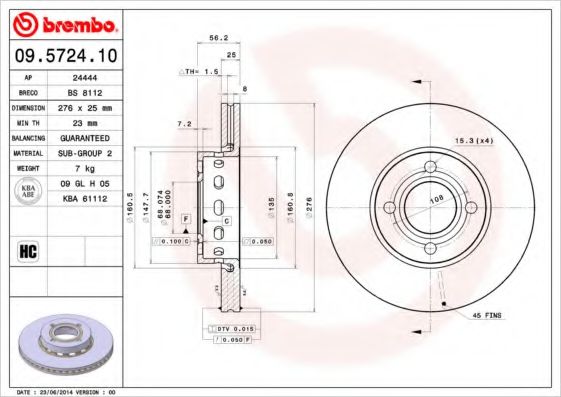 BRECO BS8112 Тормозные диски BRECO для AUDI