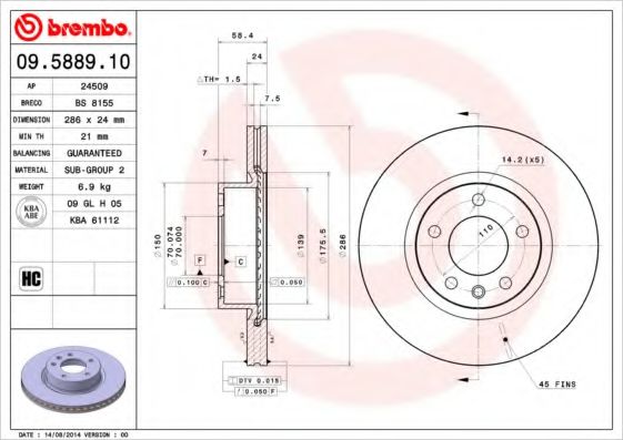 BRECO BS8155 Тормозные диски BRECO для OPEL