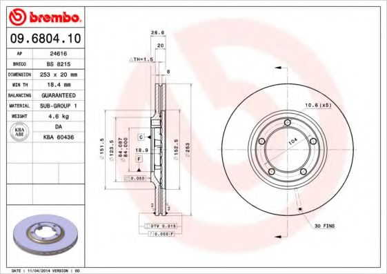 BRECO BS8215 Тормозные диски для HYUNDAI PORTER