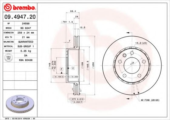 BRECO BS8247 Тормозные диски BRECO для OPEL