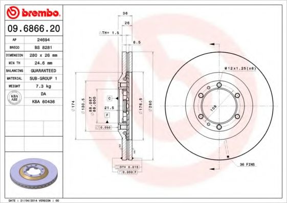 BRECO BS8281 Тормозные диски BRECO для OPEL