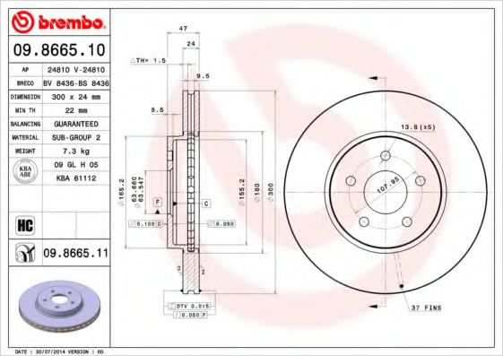 BRECO BS8436 Тормозные диски BRECO для JAGUAR