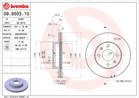 BRECO BS8512 Тормозные диски BRECO для HYUNDAI