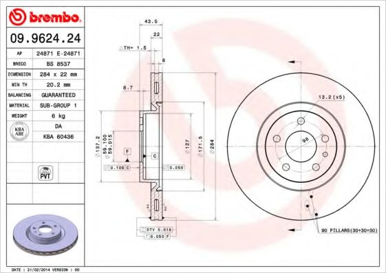 BRECO BS8537 Тормозные диски BRECO для ALFA ROMEO