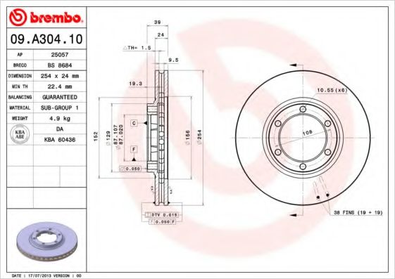 BRECO BS8684 Тормозные диски BRECO для MITSUBISHI
