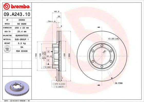 BRECO BS8689 Тормозные диски BRECO для MITSUBISHI