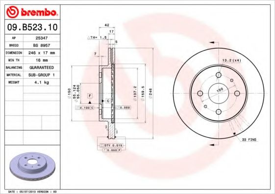 BRECO BS8957 Тормозные диски BRECO для DAIHATSU