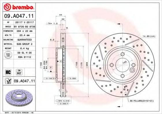 BRECO BV8726 Тормозные диски для MINI