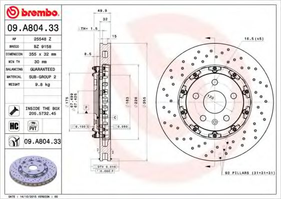 BRECO BZ9158 Тормозные диски BRECO для SAAB