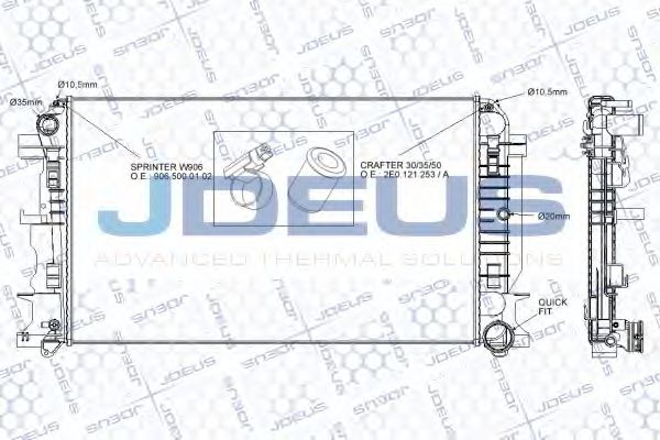 JDEUS RA0170830 Радиатор охлаждения двигателя для VOLKSWAGEN CRAFTER