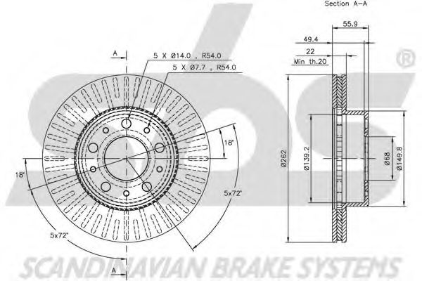 1815314828 sbs Тормозной диск 1815314828 sbs Тормозной диск