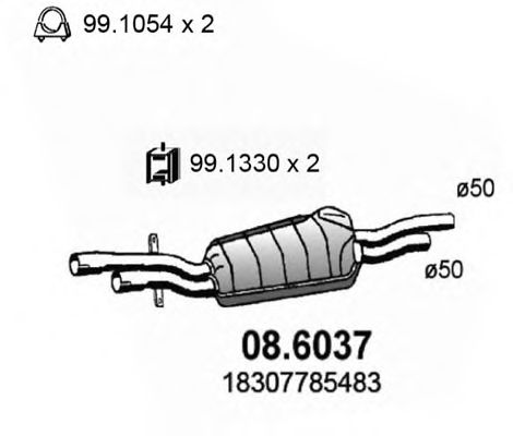 ASSO 086037 Глушитель выхлопных газов для BMW
