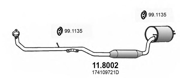 ASSO 118002 Глушитель выхлопных газов для DAIHATSU