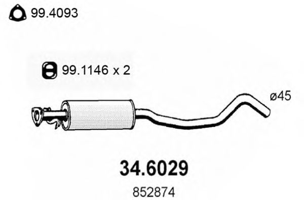 ASSO 346029 Глушитель выхлопных газов для OPEL