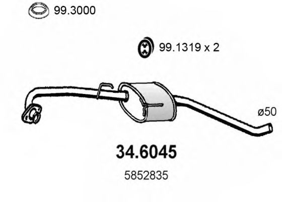 ASSO 346045 Глушитель выхлопных газов ASSO для OPEL