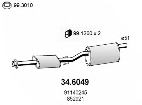 ASSO 346049 Глушитель выхлопных газов ASSO для OPEL