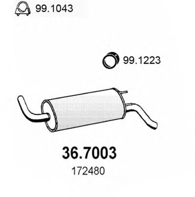 36.7003 ASSO Глушитель выхлопных газов конечный 36.7003 ASSO Глушитель выхлопных газов конечный