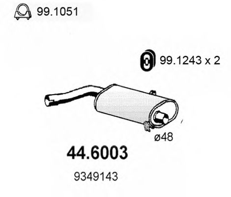 ASSO 446003 Глушитель выхлопных газов для SAAB