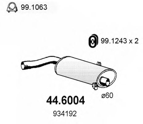 ASSO 446004 Глушитель выхлопных газов для SAAB