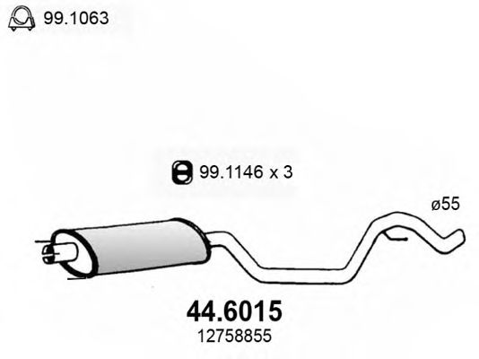 ASSO 446015 Глушитель выхлопных газов для SAAB
