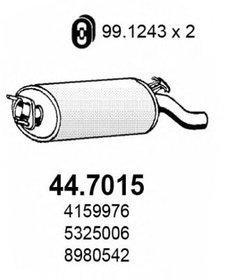 ASSO 447015 Глушитель выхлопных газов для SAAB