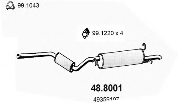 48.8001 ASSO Средний / конечный глушитель ОГ 48.8001 ASSO Средний / конечный глушитель ОГ