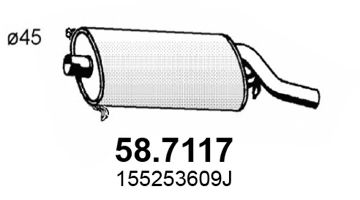 58.7117 ASSO Глушитель выхлопных газов конечный 58.7117 ASSO Глушитель выхлопных газов конечный