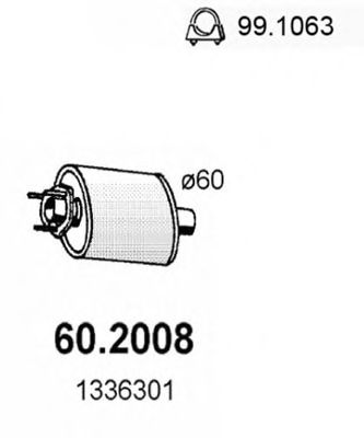ASSO 602008 Глушитель выхлопных газов для VOLVO 940 2 универсал (945)