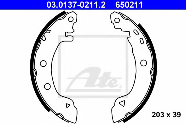 ATE 03013702112 Ремкомплект барабанных колодок для RENAULT EXTRA