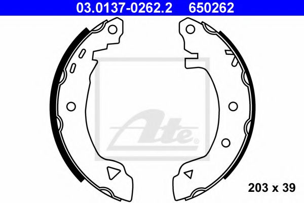 ATE 03013702622 Ремкомплект барабанных колодок для FIAT BRAVA