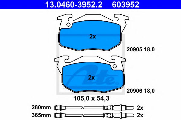 ATE 13046039522 Тормозные колодки ATE для CITROËN AX