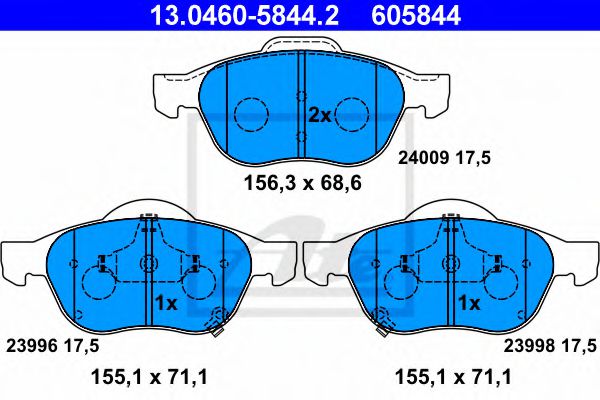 ATE 13046058442 Тормозные колодки ATE для TOYOTA