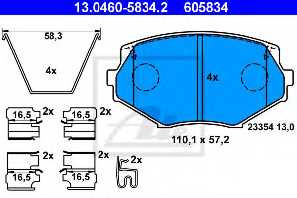 ATE 13046058342 Тормозные колодки ATE для MAZDA