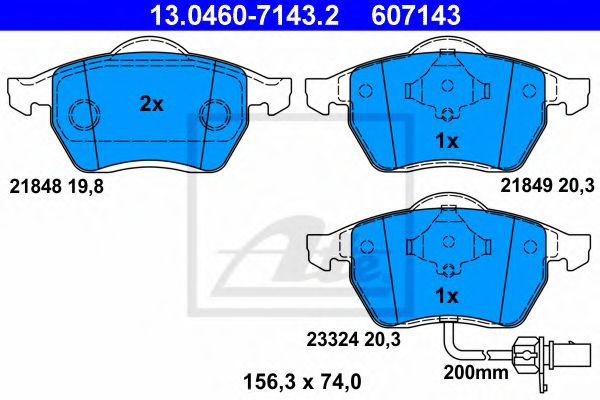 ATE 13046071432 Тормозные колодки ATE для SEAT