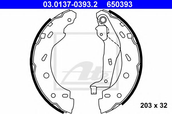 ATE 03013703932 Ремкомплект барабанных колодок для SMART ROADSTER