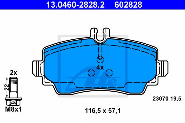 ATE 13046028282 Тормозные колодки для MERCEDES-BENZ VANEO