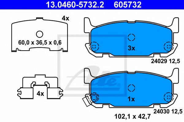 ATE 13046057322 Тормозные колодки ATE для MAZDA