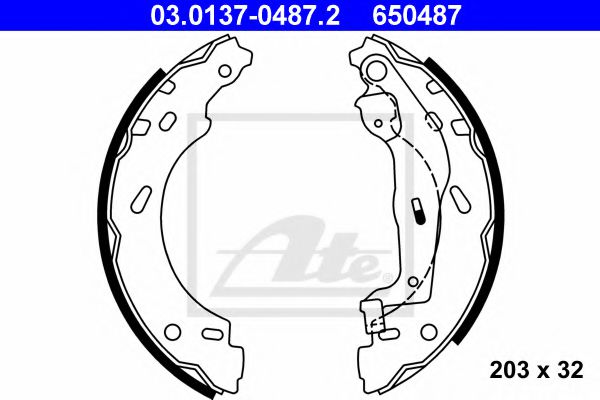 ATE 03013704872 Ремкомплект барабанных колодок для SMART FORTWO купе (451)