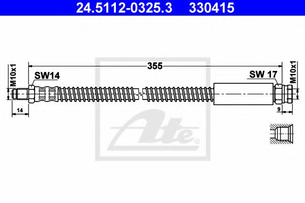 ATE 24511203253 Тормозной шланг для PEUGEOT 205 2 (20A/C)