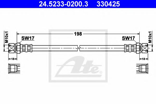 ATE 24523302003 Тормозной шланг для OPEL SENATOR